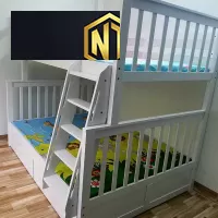 GIƯỜNG TẦNG TRẺ EM NGỌC THỊNH CHẤT LIỆU VÁN GỖ TRẮNG ĐƠN GIẢN